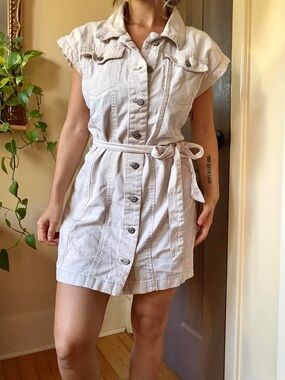 Chic y2k beige classy jean mini streetwear boho dress